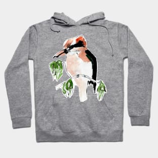 Watercolour Kookaburra amongst the Gum Leaves Hoodie